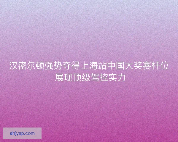 汉密尔顿强势夺得上海站中国大奖赛杆位 展现顶级驾控实力